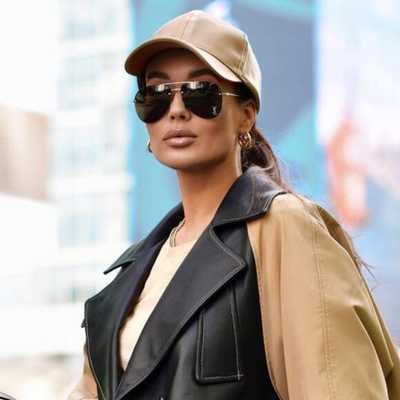 Saint Laurent CLASSIC 11 M 003 Aviator Sunglasses - Gold/Green - Picture 3 of 11